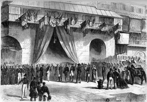 Ankunft in Algier am 19. September 1864 durch Marschall Mac-Mahon (1808-1893), zum Generalgouverneur von Algerien ernannt. Empfang durch zivile und militärische Behörden unter dem Admiralsgewölbe von Unknown artist