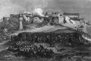 Sturm auf Constantine nach einer 7-tägigen Belagerung durch die französische Armee im Oktober 1937. In „L
