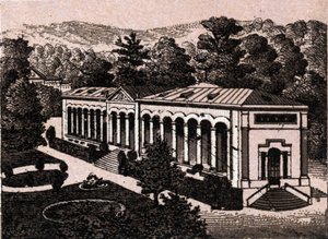 Baden-Baden, Deutschland: Blick auf die Kolonnade in „Die Welt illustriert 168 Ansichten“ (Ende des 19. Jahrhunderts) von Unknown artist