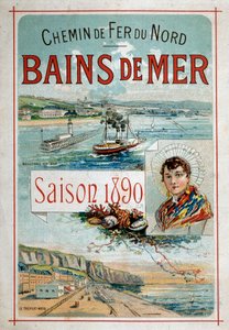 Seebäder: Boulogne-sur-Mer, Le Tréport - Werbeplakat der Nordbahn