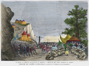 Ballettszene im Militärlager des Cid Illustration der Oper „Le Cid“ von Jules Massenet, nach dem Stück von Pierre Corneille und dem Gedicht von Guillen de Castro. Gravur aus dem 19. Jahrhundert von Unknown artist