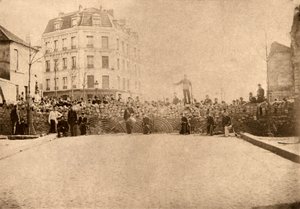 Barrikade in den Höhen von Menilamount, Paris, März 1871
