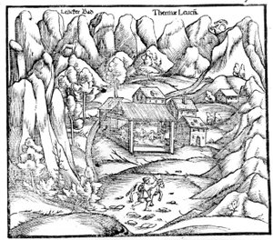 Bäder von Baden (Österreich), Kupferstich 16. Jahrhundert von Unknown artist