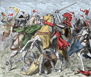Schlacht an der Elster: Rudolf von Schwaben tödlich verwundet von Unknown artist