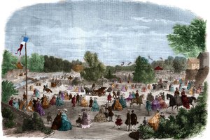 Schöne Tage im Bois de Boulogne in Paris. Gravur in „Das Illustrierte Universum“. von Unknown artist