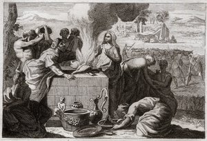 Royaumont-Bibel, Altes Testament: Lot trennt sich von Abraham. Ein Streit entbrannte zwischen den Hirten von Abraham und Lot, und sie trennten sich voneinander, und Lot zog nach Sodom. Illustration von 1811.
