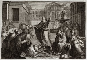 Bibel von Royaumont, Altes Testament: Buße der Niniviten. Die Einwohner von Ninive tun alle Buße auf die Predigt des Propheten Jona hin. Illustration von 1811.