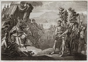Bibel von Royaumont, Altes Testament: Die zwölf Spione. Moses schickte zwölf Spione, um das Land Kanaan (das Gelobte Land) zu erkunden. Sie bringen das Volk zum Murren, und Gott, um sie für dieses Murren zu bestrafen, versichert ihnen, dass sie dieses Land