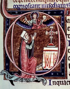 Blanche de Castille, Königin von Frankreich (1188-1252) im Gebet. Miniatur aus einem Manuskript „Leben und Wunder des heiligen Louis“ von Wilhelm von Saint Pathus