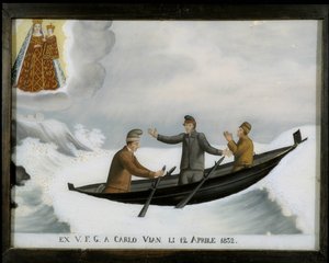 Boot im unruhigen Meer - Ex-voto von Notre Dame de Laghet von Unknown artist