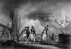 Bombardierung von Tanger durch den Prinzen von Joinville. In „Histoire générale de la marine“ von Van Tenac