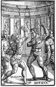 Boxer, Ringer - in „Hieronymi Mercurialis de Arte Gymnastica“, Venedig-Ausgabe