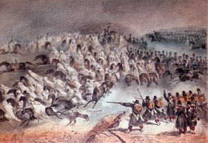 Kampagne von Algerien, Eroberung von Constantine: der Rückzug der französischen Armee in Sidi-Tamtam, 27. November 1836 (Lithographie)