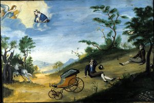 Kutschenunfall. Ex Voto von 1827 aus dem Heiligtum der Madonna delle Grazie in Monza von Unknown artist