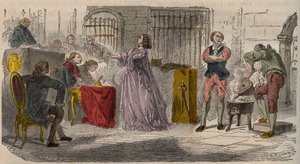 Affäre des Halsbands, der Prozess (1785-1786): Jeanne de Valois-Saint-Remy, Gräfin de La Motte, vor dem Parlament von Paris. Gravur des 19. Jahrhunderts