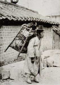 Hühnchenhändler, Korea, Ende des 19. Jahrhunderts von Unknown artist