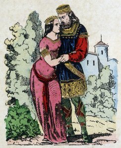 Childerich I., König der Salischen Franken (436-481), traf Basin von Thüringen (Frau des Königs von Thüringen) während seines Exils. Clovis wurde aus ihrer Ehe geboren. von Unknown artist