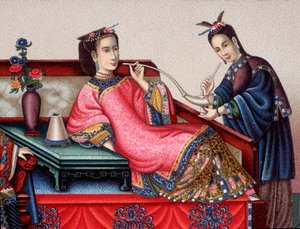 Chinesischer Aristokrat sitzt und raucht Opium - 19. Jahrhundert von Unknown artist