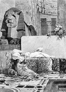 Cleopatra (69 v. Chr. - 30 v. Chr.) und Antonius oder Marcus Antonius (83 v. Chr. - 30 v. Chr.) nach der Niederlage gegen das Römische Reich. Gravur des 19. Jahrhunderts von Unknown artist