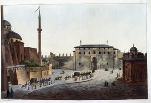 Konstantinopel: Serail-Tor. Soliman der Große war der erste, der seinen gesamten Hof und Harem dorthin brachte, außer denen, die mit seinen Vorgängern gelebt hatten. In „Le costume ancien et moderne“ von Unknown artist