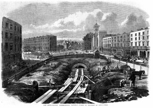 Bau der Londoner U-Bahn im Jahr 1850: Arbeiten am King’s Cross von Unknown artist