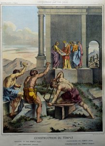 Bau des Tempels von Salomo - in „Heilige Geschichte“, ed. Hachette von Unknown artist