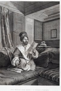 Kostüme und Porträts: Seyd Moustafa Pascha verwundet in der Schlacht von Abouqyr in „Beschreibung von Ägypten“, Kaiserliche Ausgaben