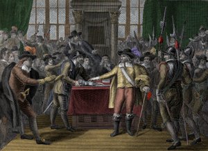 Cromwell löst das Lange Parlament auf - Das Rumpfparlament - Oliver Cromwell (1599-1658) löst das britische Parlament auf von Unknown artist