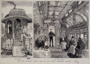 Küche und Restaurant eines Pullman-Wagens - Gravur von Unknown artist