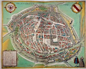 Detaillierte Karte der Stadt Straßburg von Abraham Hogenberg (ca. 1608-1653). Gravur aus dem 17. Jahrhundert, Paris B.N. von Unknown artist