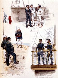 Verschiedene Uniformen der französischen Marine um 1860 von Unknown artist