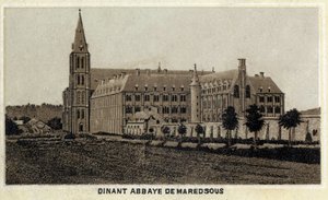 Dinant, Abtei von Maredsous, Wallonien, Belgien. Chromolithographie Ende des 19. Jahrhunderts. von Unknown artist