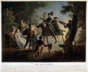 Don Quixote und Sancho auf einem Holzpferd von Unknown artist