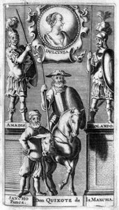 Don Quijote von Cervantes. Frontispiz der Ausgabe von Amberes