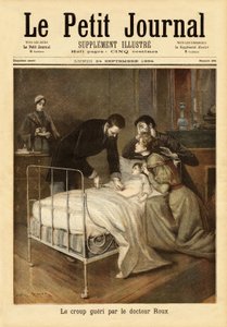 Dr. Emile Roux (1853-1933), Bakteriologe, Mitarbeiter von Louis Pasteur (1822-1895), der den Impfstoff gegen Krupp entwickelte. Gravur in „Le petit journal“ 24/09/1894. Sammlung Selva