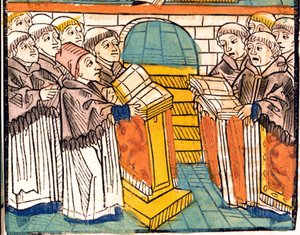 Kirchengesang (singende Mönche) - in „Konzil von Konstanz“ Manuskript von 1497