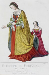 Eleonore von Portugal (1434-1476), Ehefrau von Friedrich III. von Habsburg, deutscher Kaiser (1415-1493). Gravur aus dem 19. Jahrhundert.