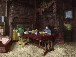 Emile Zola (1840-1902) in seinem Büro in Medan