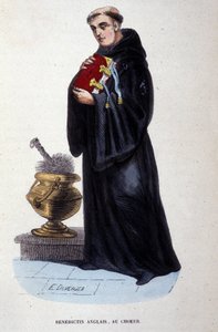Englischer Benediktiner. Gravur aus einem Album über religiöse Orden, Paris von Unknown artist