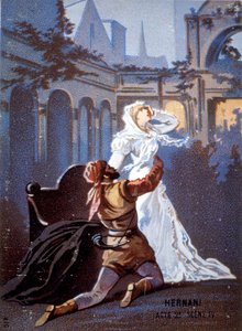 Ernani von Giuseppe Verdi Akt II, Szene IV. Chromolithographie 19. Jahrhundert von Unknown artist