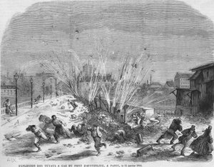 Explosion von Gasleitungen der Austerlitz-Brücke, Paris, 25. Januar