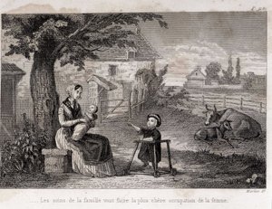 Familienpflege wird die teuerste Beschäftigung der Frau als Mutter der Familie auf dem Land machen - Gravur von Unknown artist