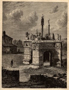 Finistère - Bretagne - Das Kalvarienkreuz von Pleyben - Pfarrbezirk von Pleyben - Gravur in „PATRIE - Beschreibung der malerischen Frankreich in 6 Bänden“ von Lucien Huard - Ende des 19. Jahrhunderts von Unknown artist