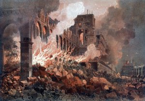 Brand des Finanzministeriums (damals in den Tuilerien) am 24. Mai 1871 - Lithographie, späte 19. Jahrhundert von Unknown artist