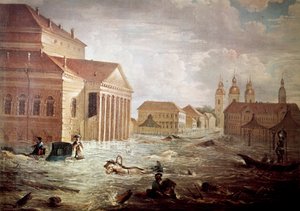 Überschwemmungen in der Stadt Sankt Petersburg in Russland, 19. Jahrhundert, Privatbesitz von Unknown artist