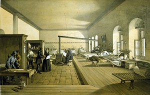 Florence Nightingale (1820 - 1910) in einem Krankenhaus in Scutari in der Türkei um 1855 von Unknown artist