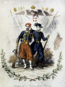 Frankreich und Piemont, Unterstützer der italienischen Unabhängigkeit - Farb. Gravur