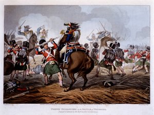 Französische Kürassiere bei Waterloo - in „Historische, militärische und marine Anekdoten und Vorfälle, die den Waffen Großbritanniens und ihrer Verbündeten widerfahren sind, endend in Waterloo“ - von Edward Orme, ill. von Fry, London
