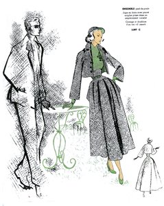 Französische Mode, Design für Hahnentritt-Outfit von Unknown artist