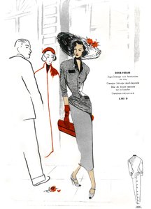 Französische Mode, zweiteiliges Kleidungsdesign von Unknown artist